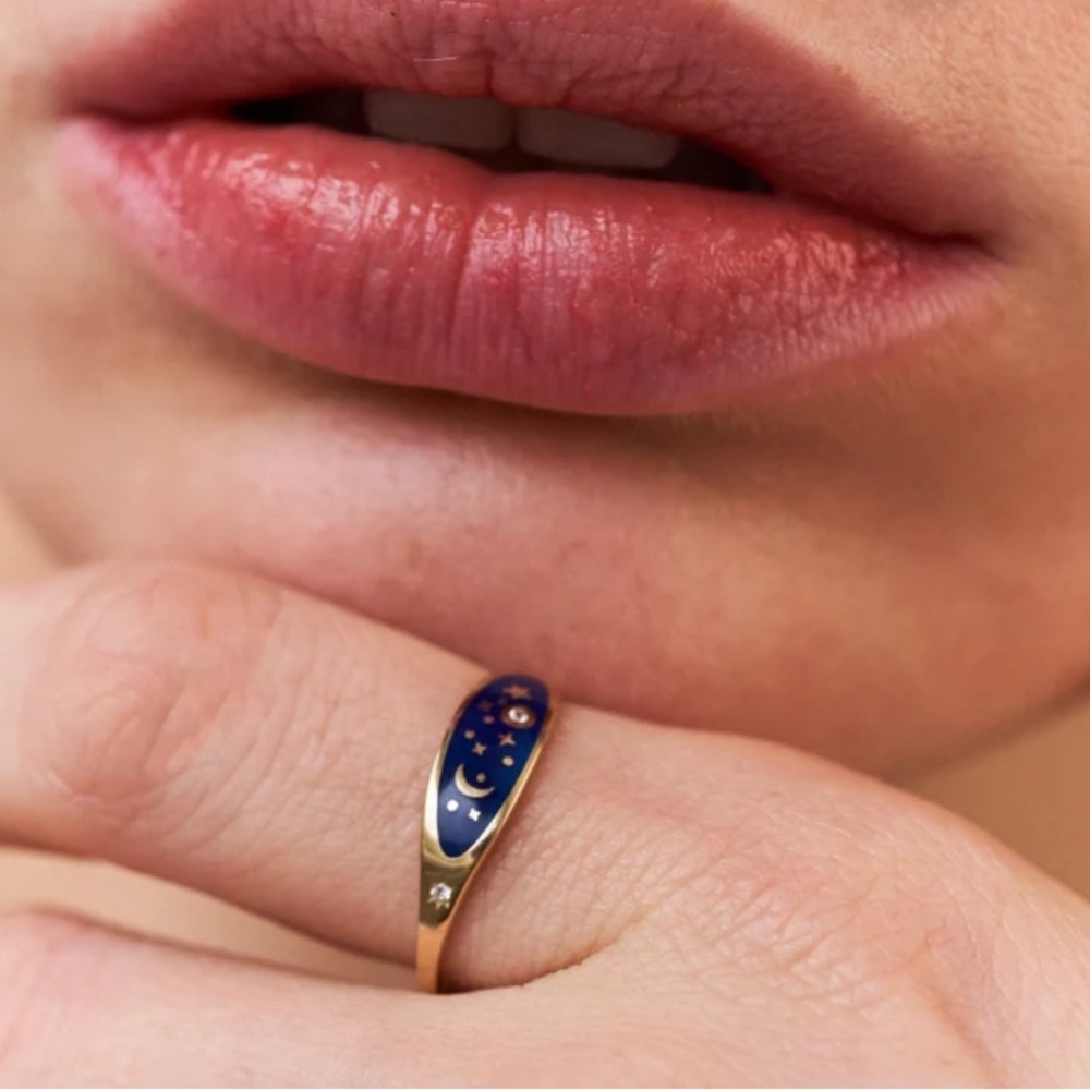 14k Gold Plated Celestial Galaxy Ring. New.